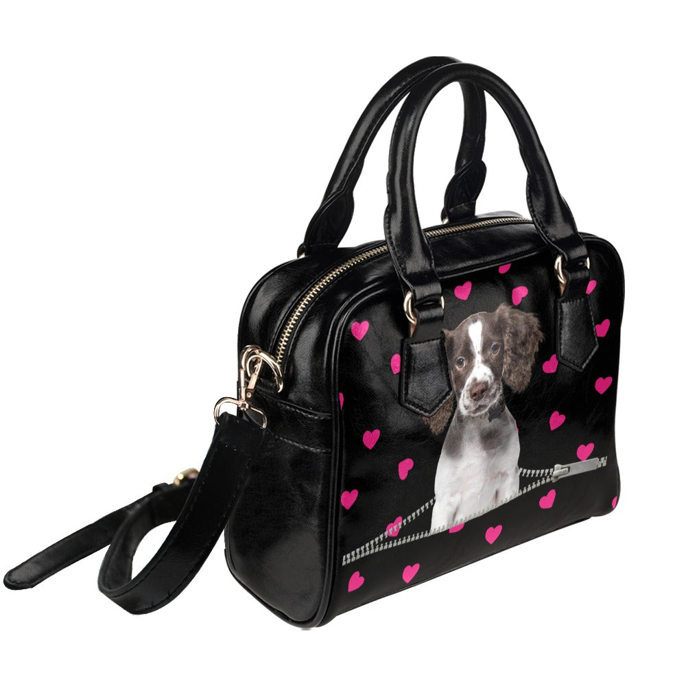 English Springer Spaniel Zip Hearts Shoulder Handbag