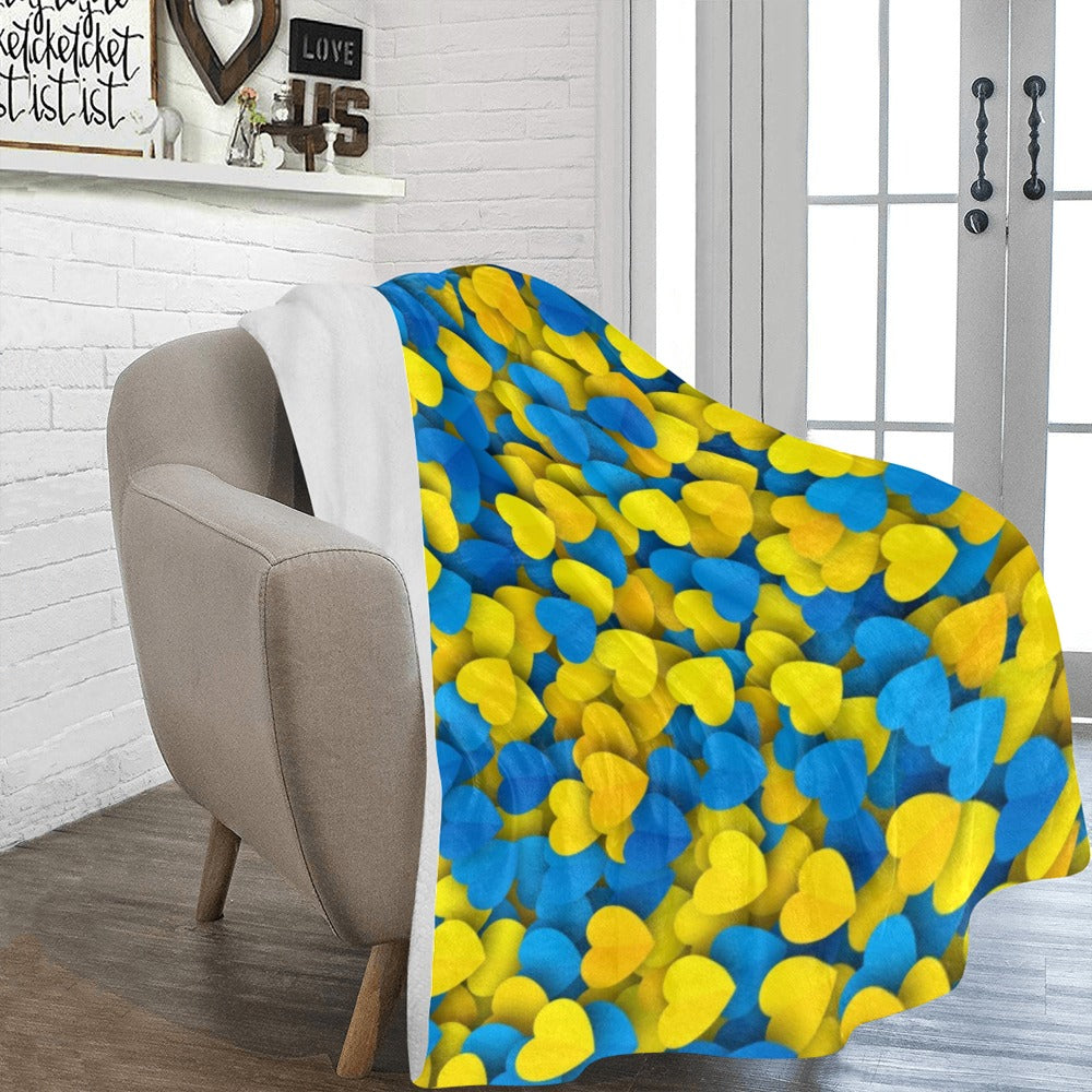 Ukraine Hearts National Colours Ultra-Soft Micro Fleece Blanket 60"x80"