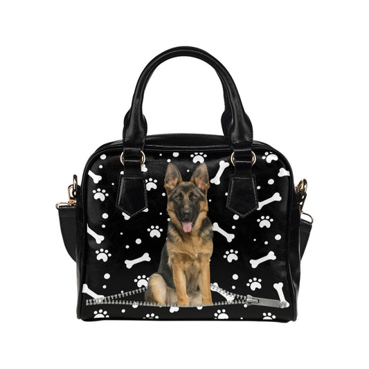 German Shepherd Zip Paws and Bones Shoulder Handbag