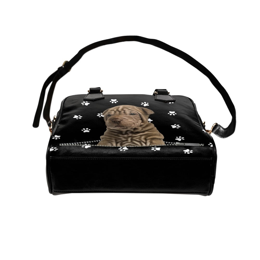 Shar Pei Zip Paws Shoulder Handbag