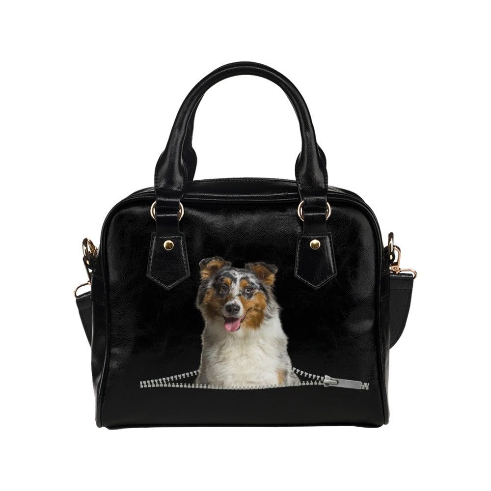 Australian Shepherd Zip Shoulder Handbag