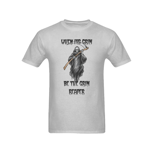 When It's Grim Be The Grim Reaper Cartoon Grey Men's T-Shirt