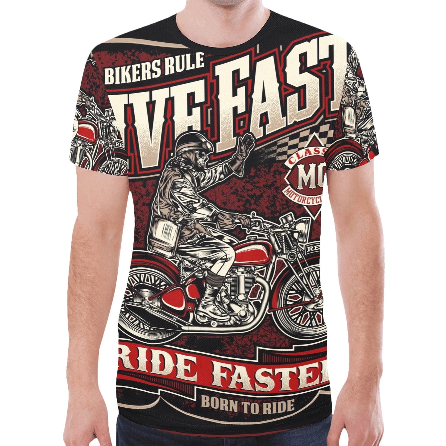 Live Fast Die Last Biker New All Over Print T-shirt