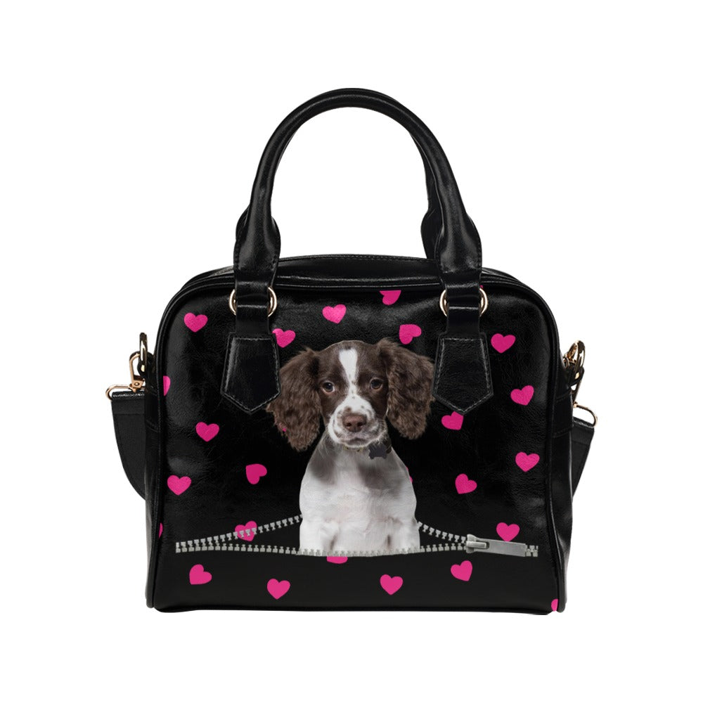 English Springer Spaniel Zip Hearts Shoulder Handbag