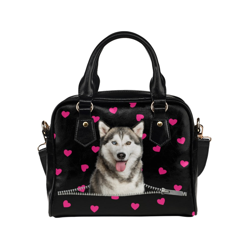 Siberian Husky Hearts Shoulder Handbag