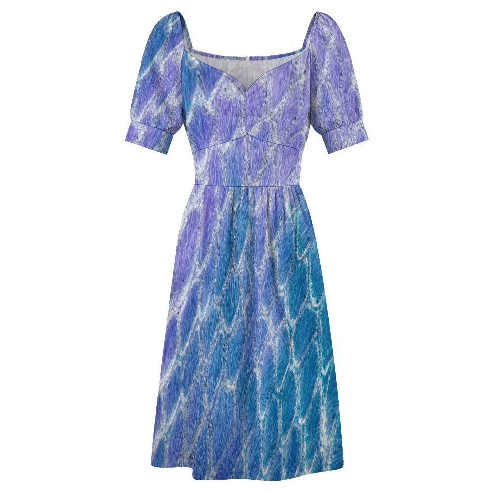 Reptile Skin Crocodile Snake blue Printed Sweetheart Dress