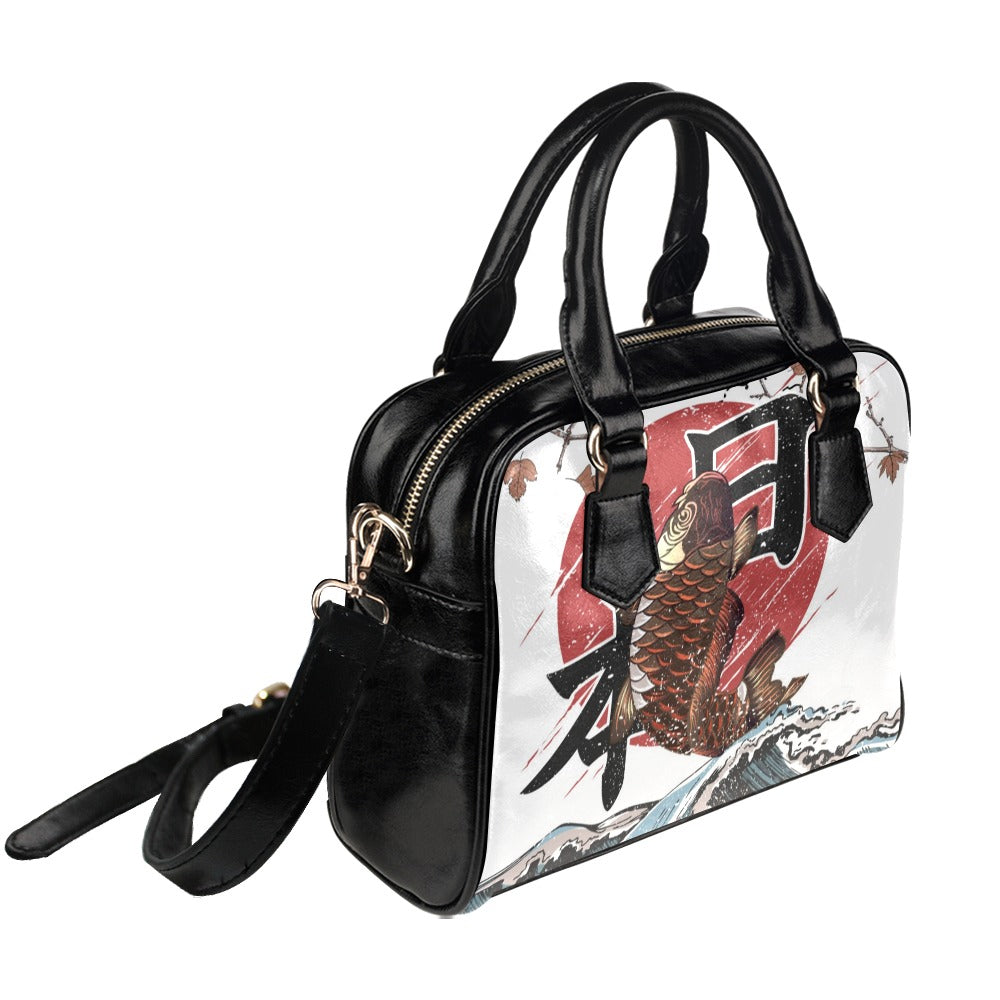 Koi Fish Fly Waves Shoulder Handbag