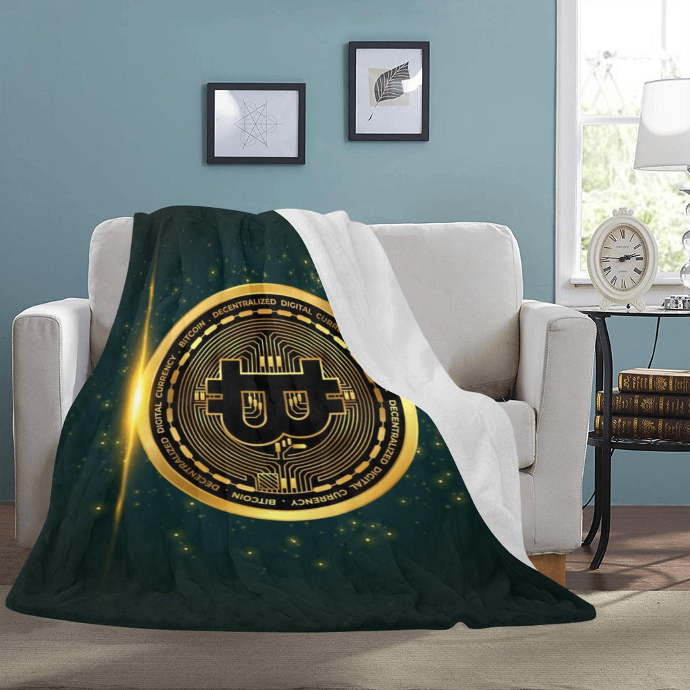 Cryptocurrency Bitcoin Golden Coin Ultra-Soft Micro Fleece Blanket 60"x80"