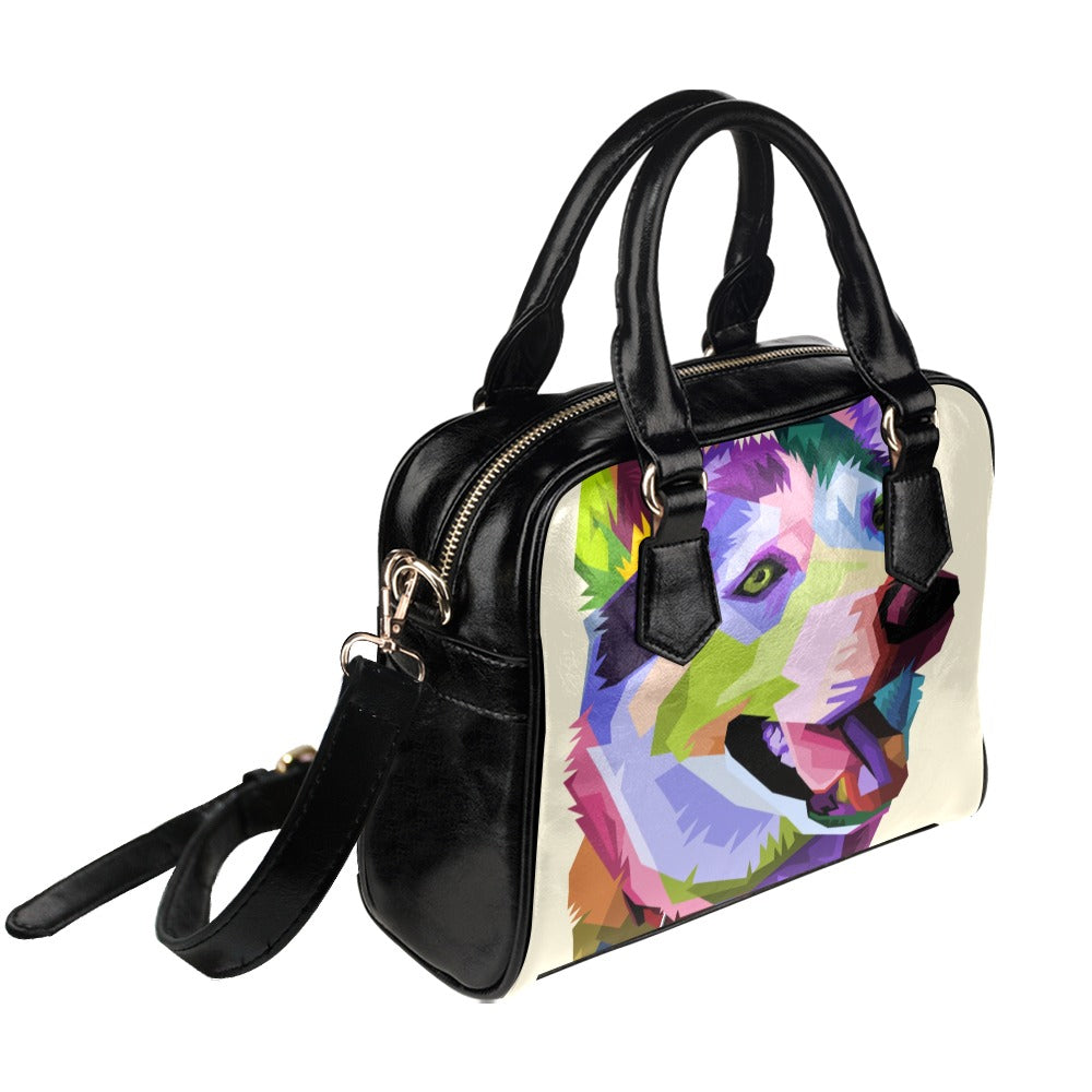 Cute husky dog pop art style Shoulder Handbag