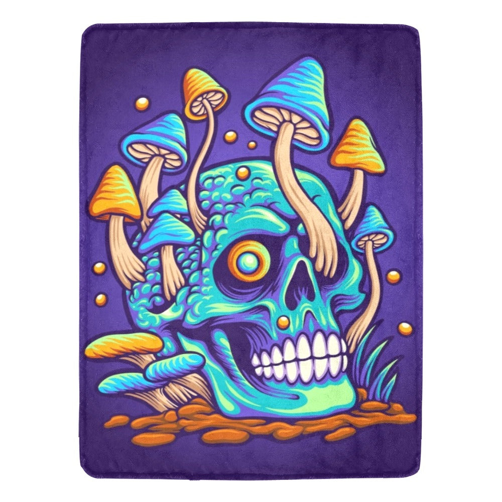 Trippy Zombie Skull Mushroom Illustration Ultra-Soft Micro Fleece Blanket 60"x80"