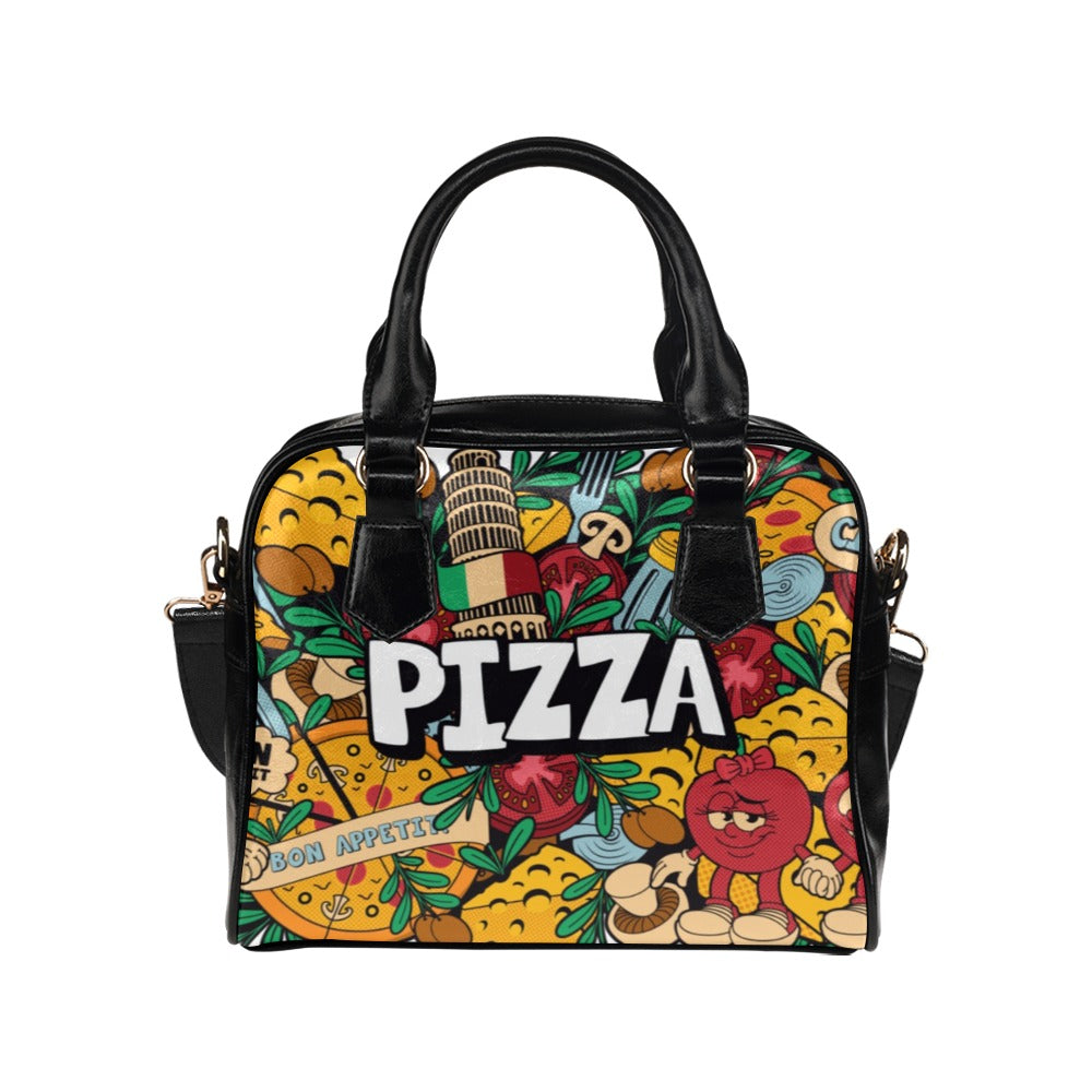 Colorful Pizza Cartoon Style Shoulder Handbag