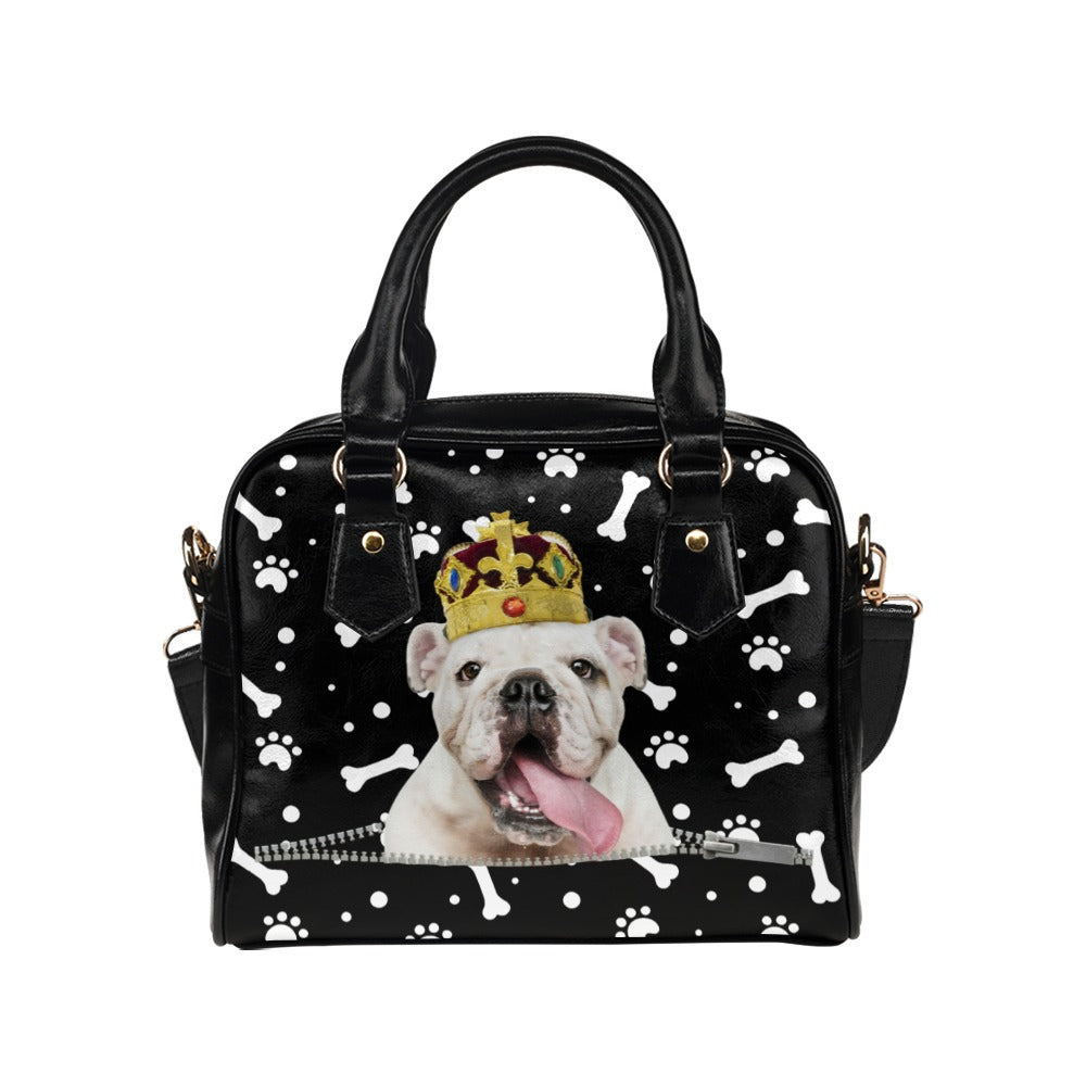 English Bulldog King Paws and Bones Shoulder Handbag