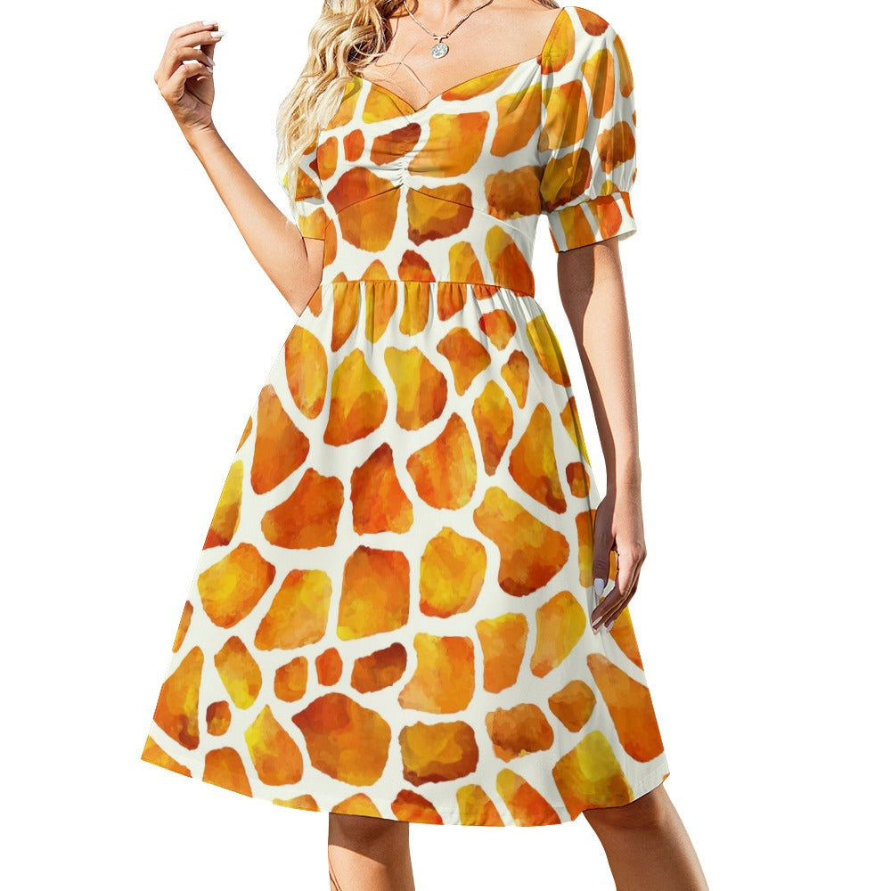 Giraffe Skin Printed Sweetheart Dress