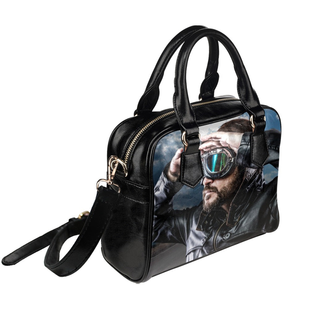 Biker Leather Jacket Glasses Shoulder Handbag