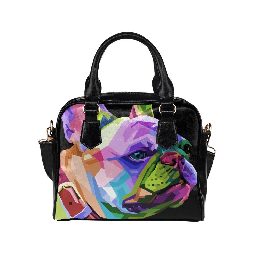 Cute french bulldog geometric pop art style Shoulder Handbag