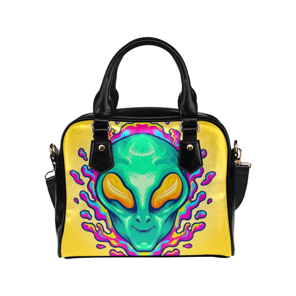 Alien Smile Trippy Psychedelic Shoulder Handbag