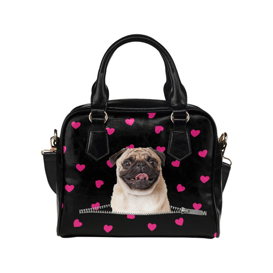 Pug Hearts Shoulder Handbag