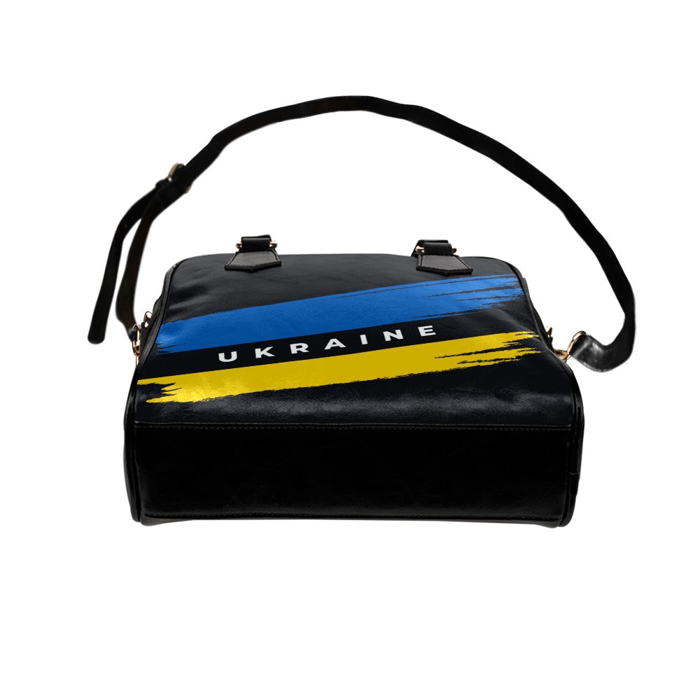 Ukraine Flag With Brush Concept Grunge Style Shoulder Handbag