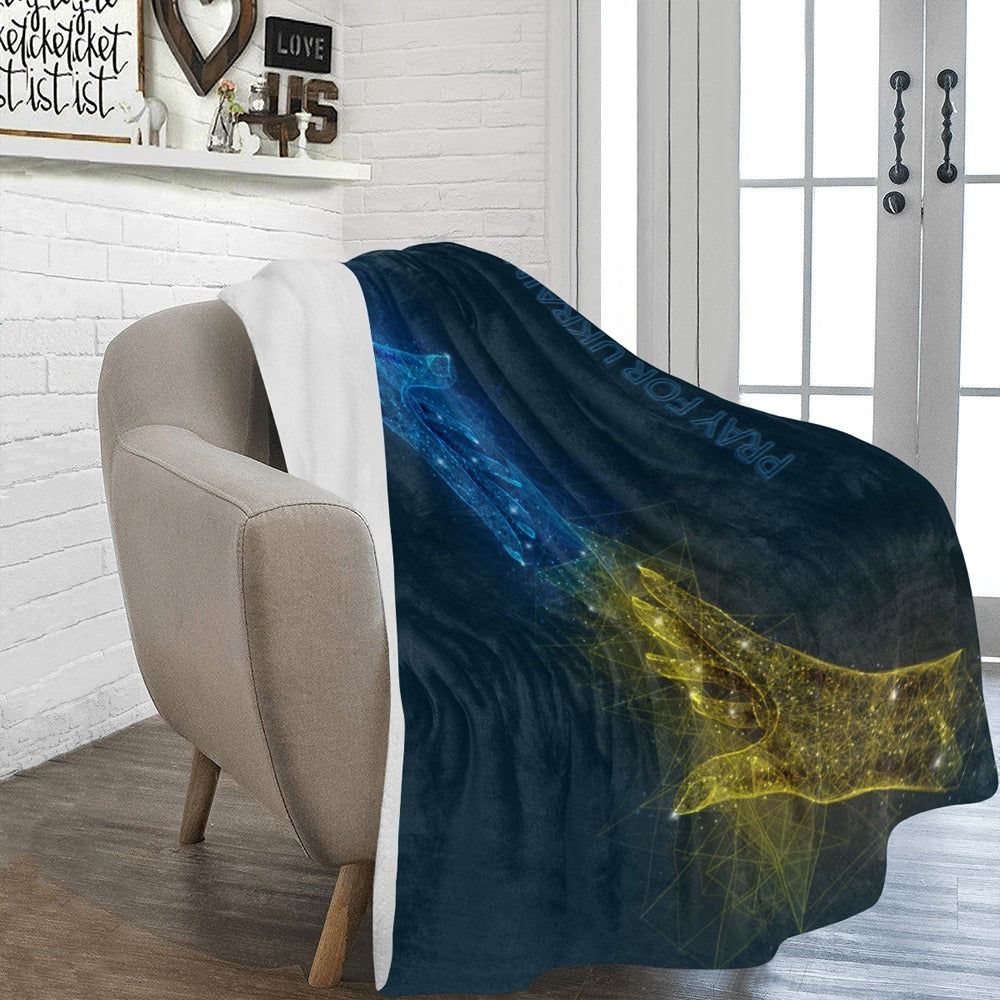 Ukraine Flag Hands Poly Style iILustration Ultra-Soft Micro Fleece Blanket 60"x80"