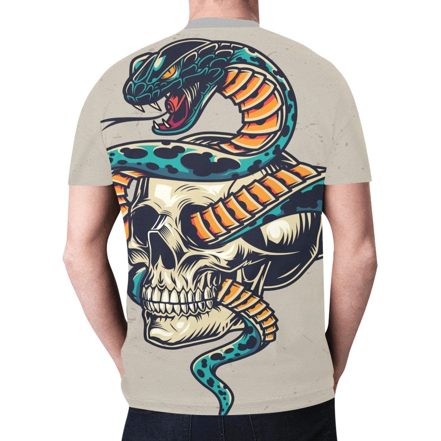 Snake Entwined Skull Rock Punk New All Over Print T-shirt