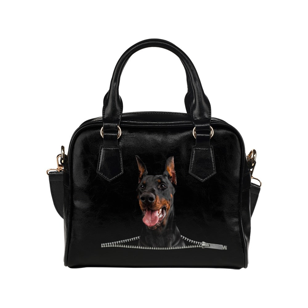 Doberman Pinscher Zip Shoulder Handbag