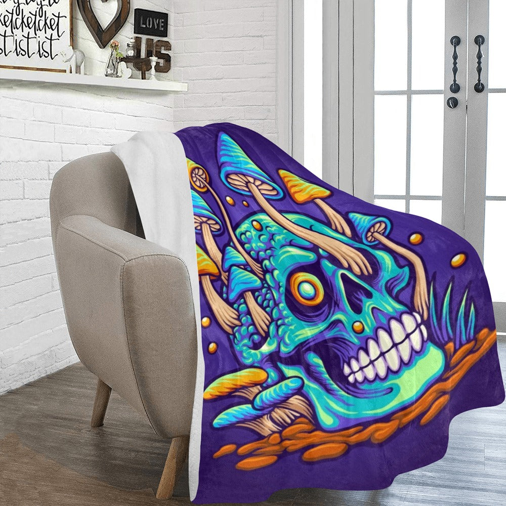 Trippy Zombie Skull Mushroom Illustration Ultra-Soft Micro Fleece Blanket 60"x80"