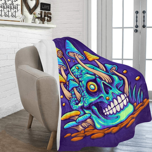 Trippy Zombie Skull Mushroom Illustration Ultra-Soft Micro Fleece Blanket 60"x80"