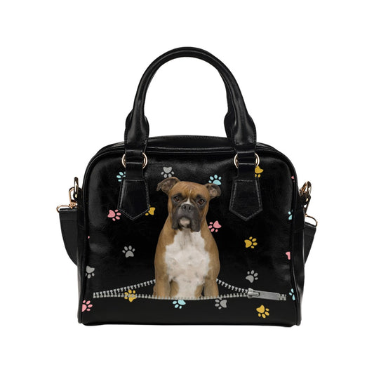 Boxer Zip Colorful Paws Shoulder Handbag