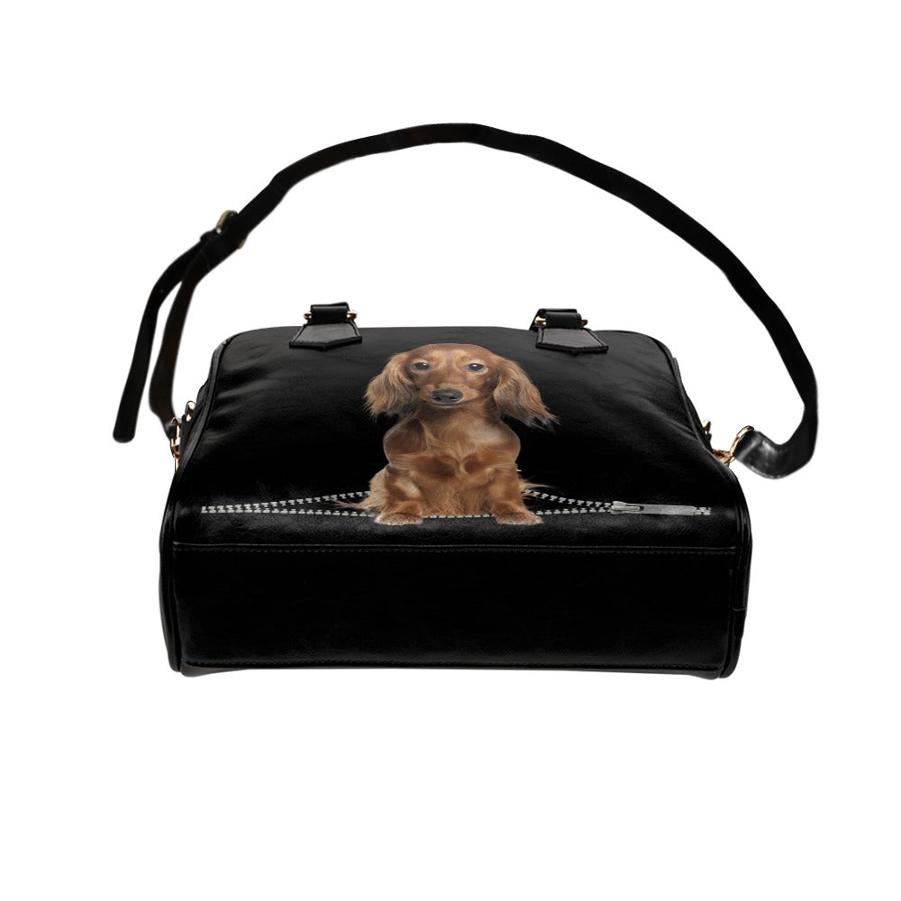 Dachshund Zip Shoulder Handbag