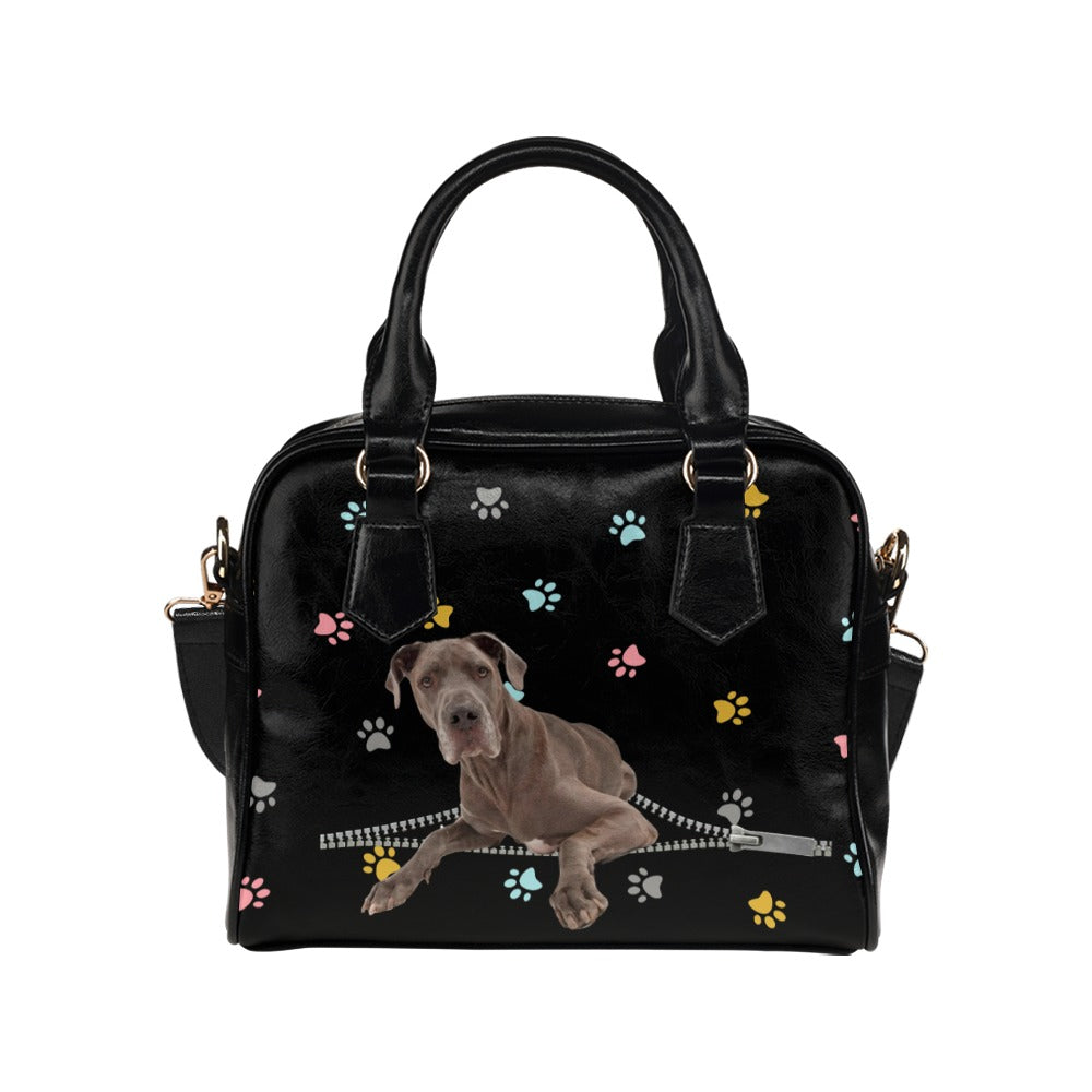 Great Dane Zip Colorful Paws Shoulder Handbag