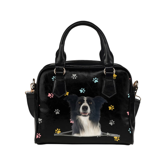 Collie Zip Colorful Paws Shoulder Handbag