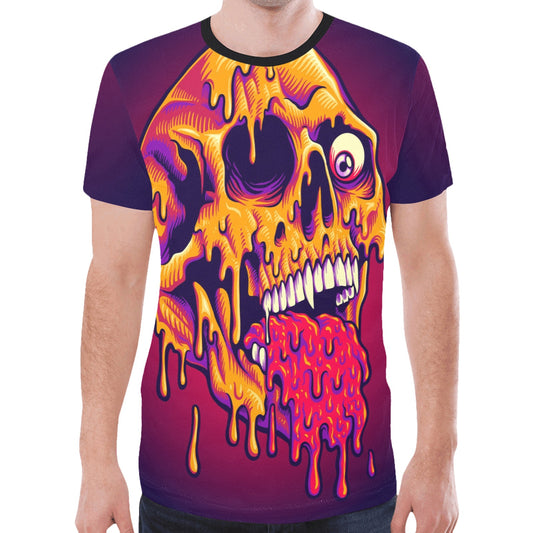 Psychedelic Trippy Zombie Skull Melt New All Over Print T-shirt