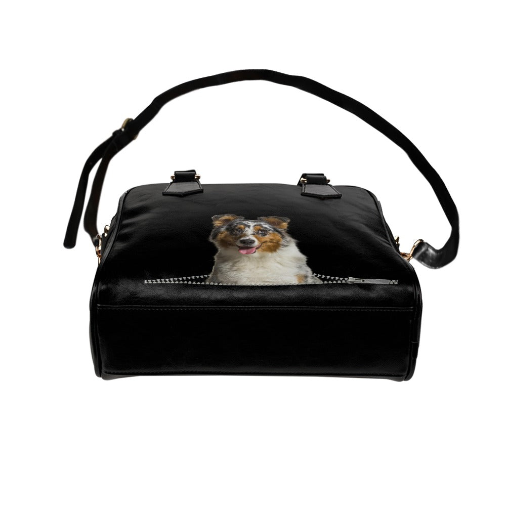 Australian Shepherd Zip Shoulder Handbag