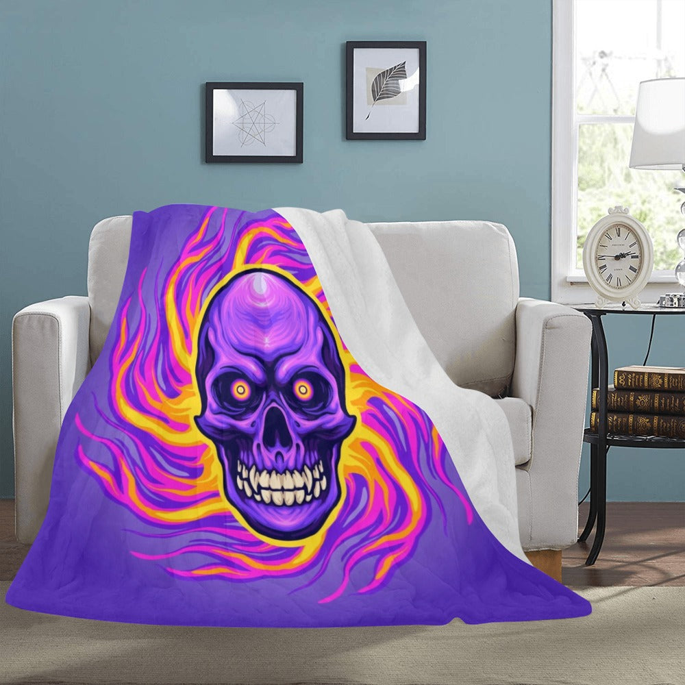 Psychedelic skull magic trippy illustration Ultra-Soft Micro Fleece Blanket 60"x80"