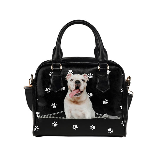 Bulldog Puppy Zip Paws Shoulder Handbag