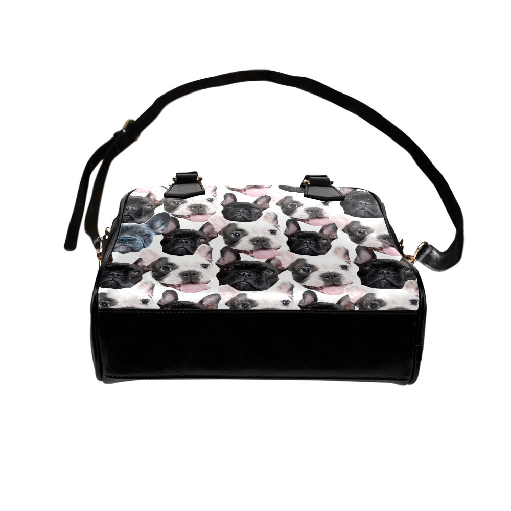 White And Black French Bulldog Collage Shoulder Handbag