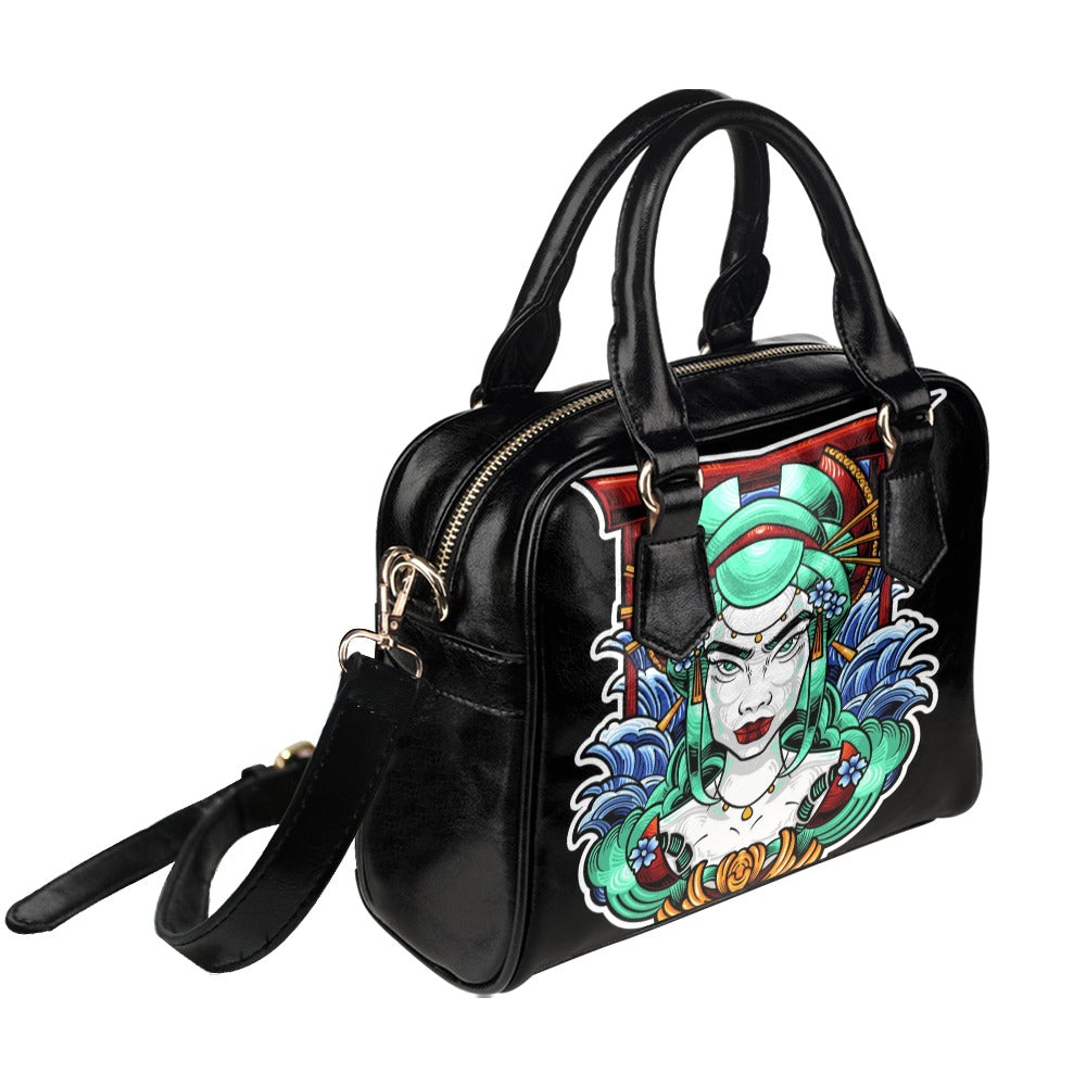 Geisha Japanese Illustration Style Shoulder Handbag