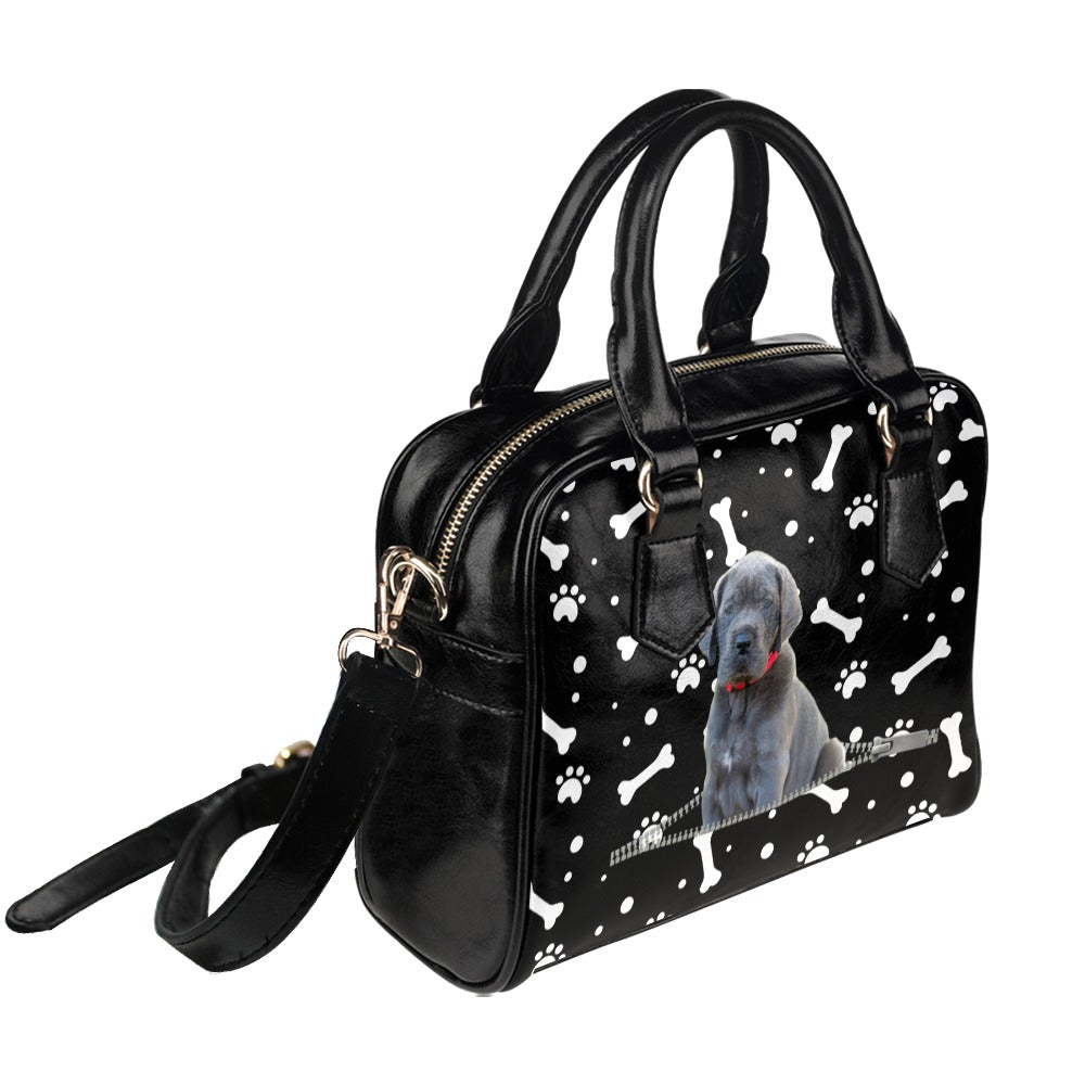 Great Dane Puppy Zip Paws and Bones Shoulder Handbag