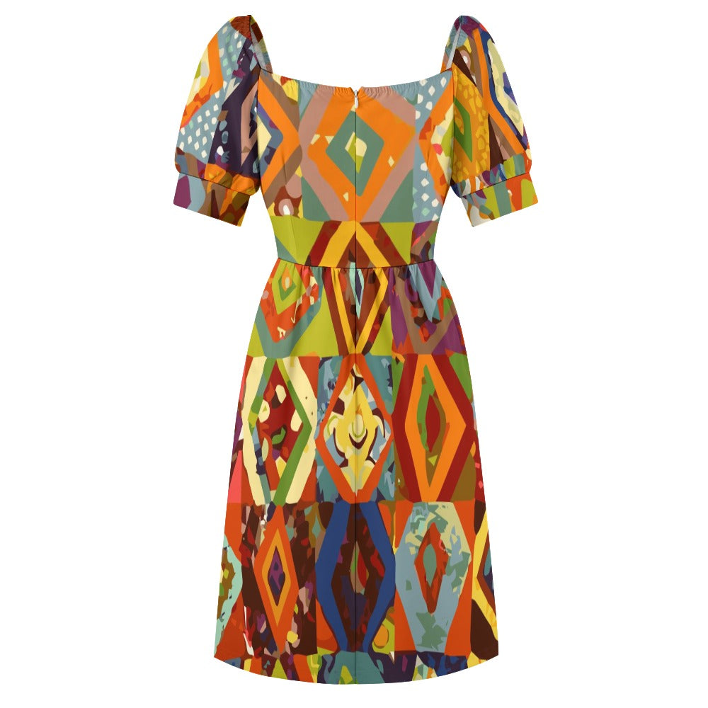 Hippie Retro Colors Sweetheart Dress