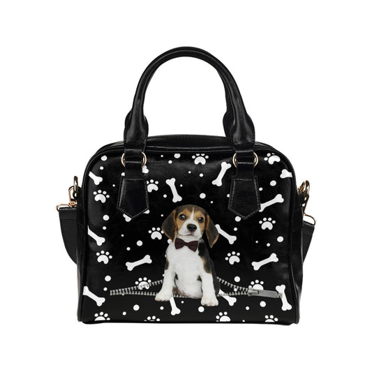 Beagle Zip Paws and Bones Shoulder Handbag