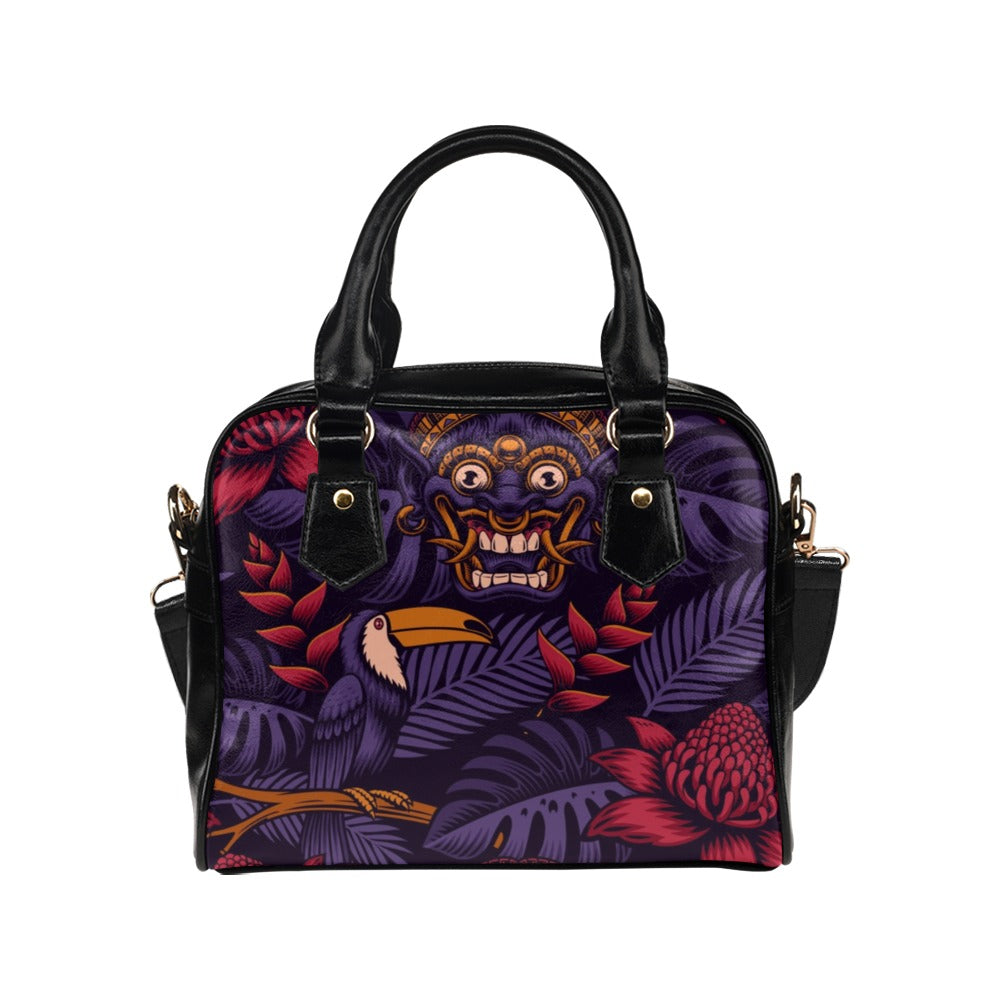 Tropical Seamless With Exotic Plants Birds Shoulder Handbag