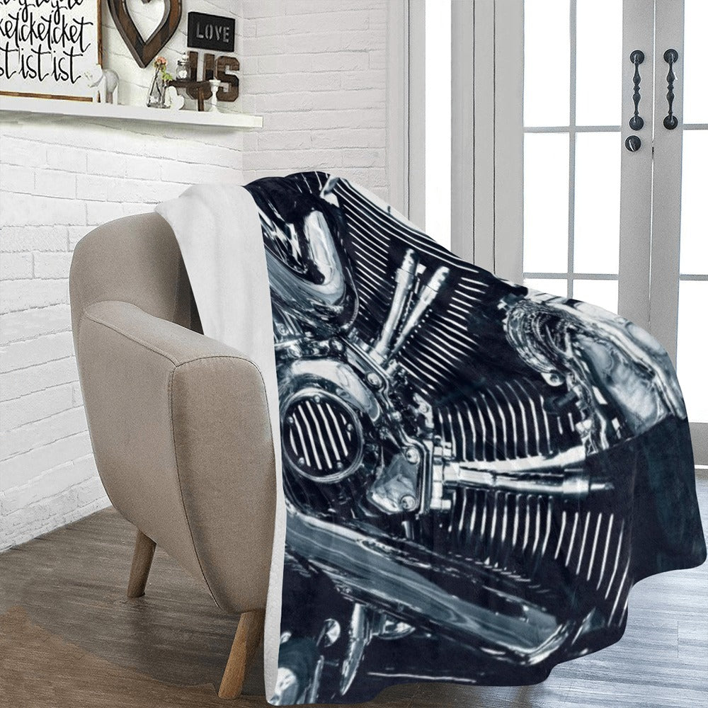 Chromium Plated V Type Motorbike Engine Ultra-Soft Micro Fleece Blanket 60"x80"