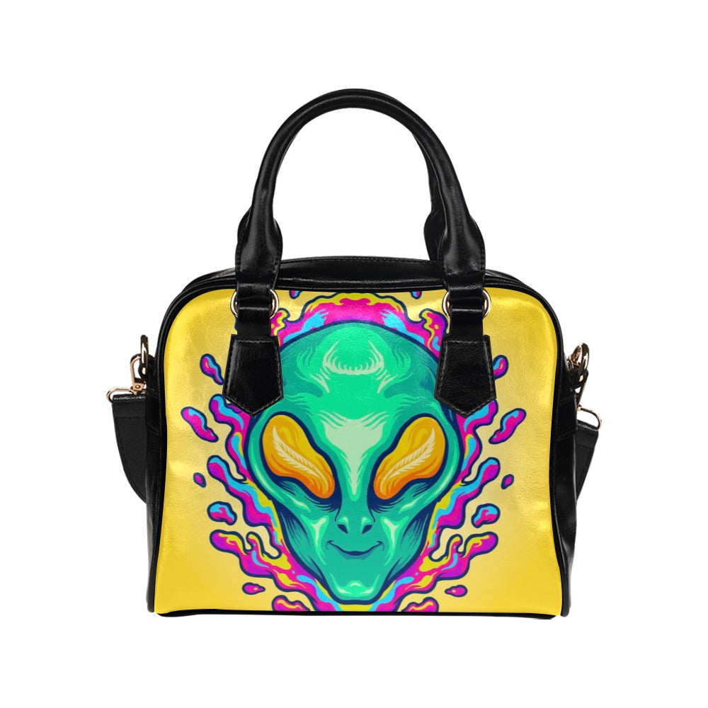 Alien Smile Trippy Psychedelic Shoulder Handbag