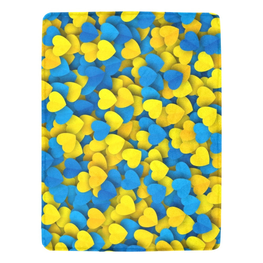 Ukraine Hearts National Colours Ultra-Soft Micro Fleece Blanket 60"x80"