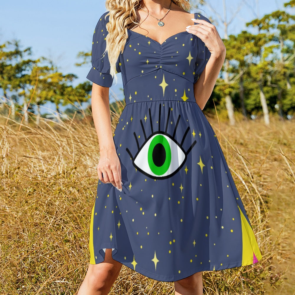 Psychedelic Retro Hippie Sweetheart Dress