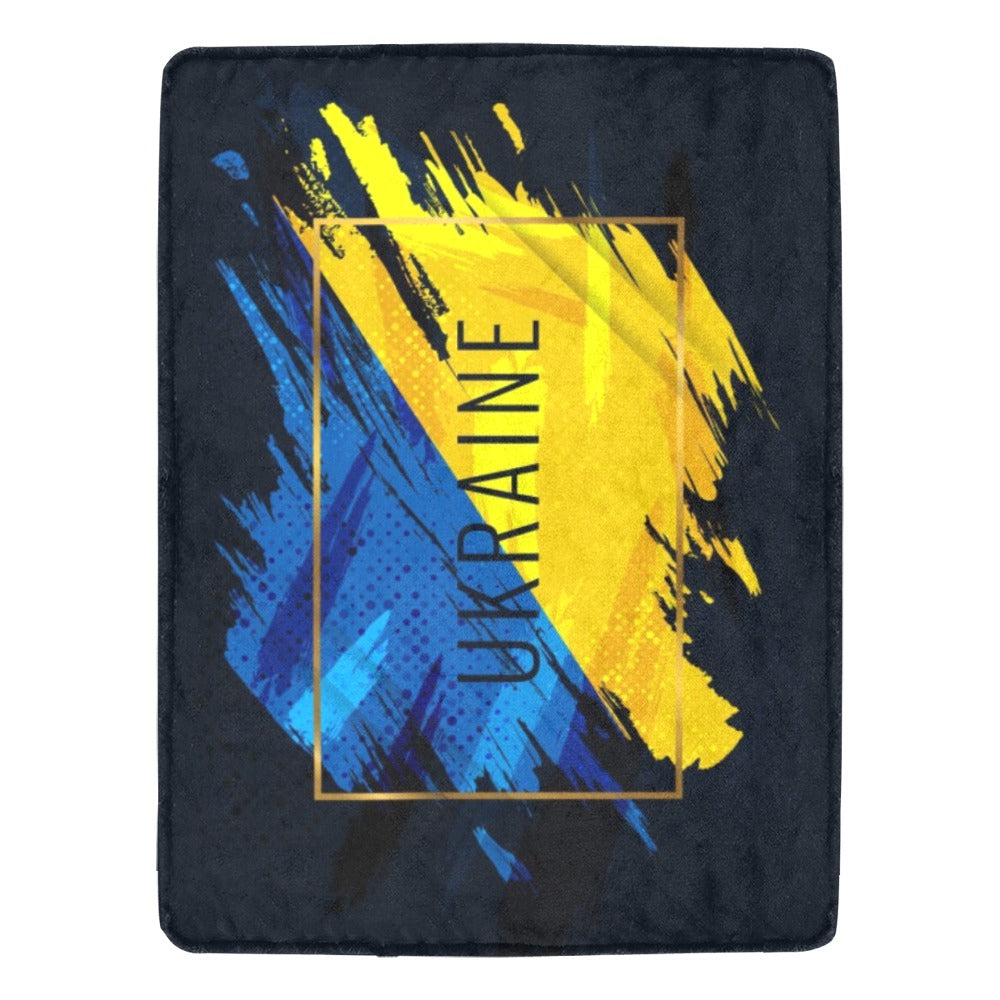 Ukraine Flag With Brush Concept Flag Hand Painted Ultra-Soft Micro Fleece Blanket 60"x80"