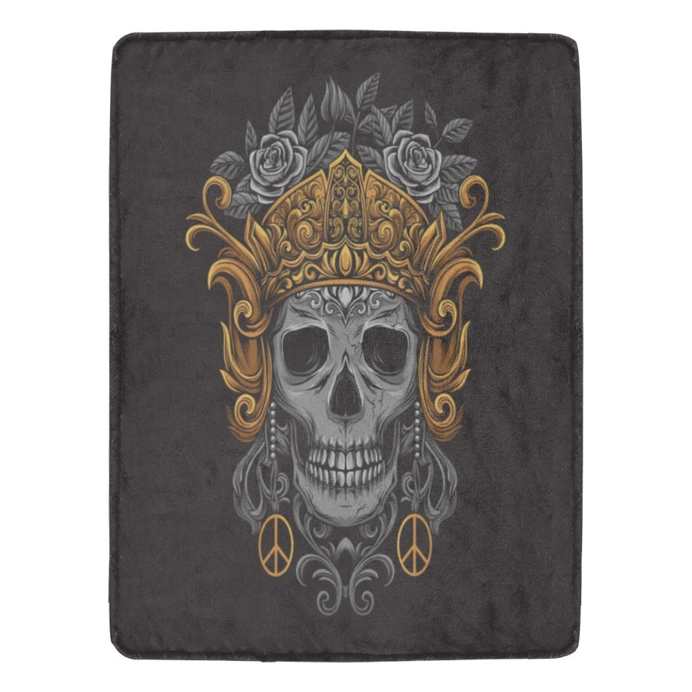 Skull Crown Javanese Ornament Gothic Rock Ultra-Soft Micro Fleece Blanket 60"x80"