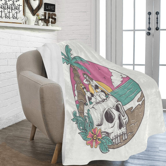 Summer Vibe Sexy Woman Skull Sunset Ultra-Soft Micro Fleece Blanket 60"x80"