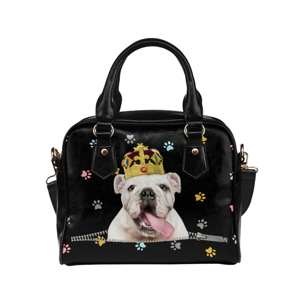 English Bulldog King Colorful Paws Shoulder Handbag