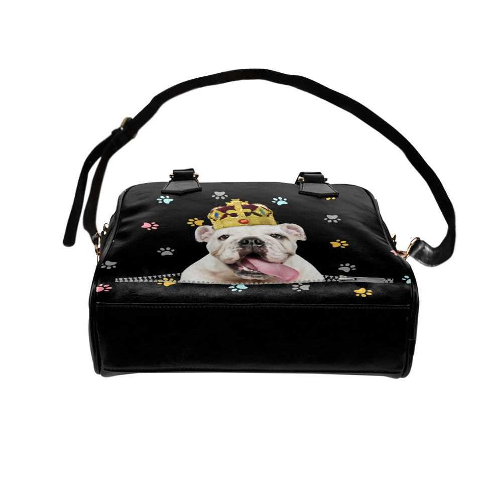 English Bulldog King Colorful Paws Shoulder Handbag